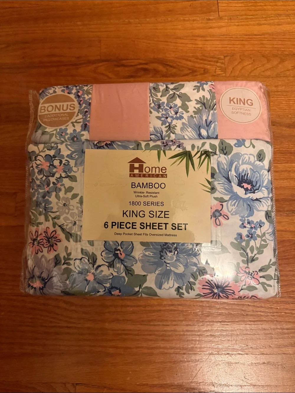 Expressions Floral King Sheet Set in Blue & Pink